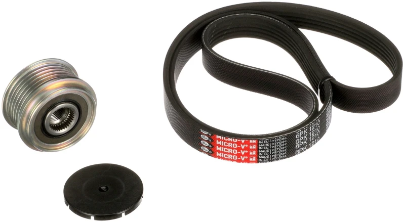 Image of GATES K016PK1210 V-ribbed belt set Micro-V Stretch Fit , Pulleys: with freewheel belt pulley V-Ribbed Belt Set (542)