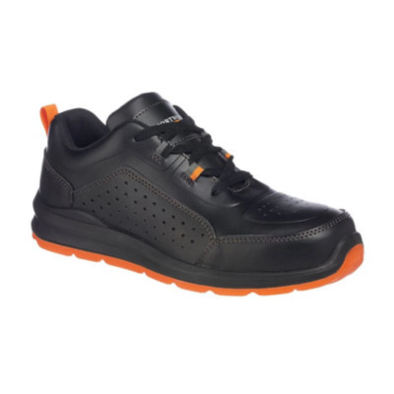 Image of Portwest Compositelite Perforated Safety Trainers FC09BKO42 Colour: Black / Orange
