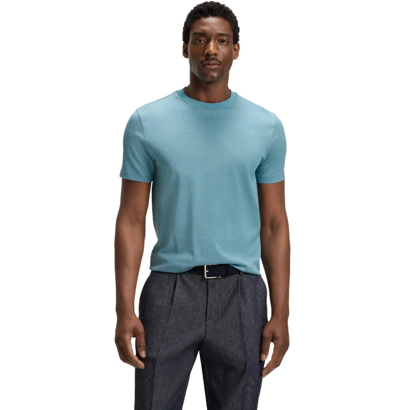 Image of Boss Mens C Thompson Short Sleeve Polo Shirt Light/Pstl Blue male XS