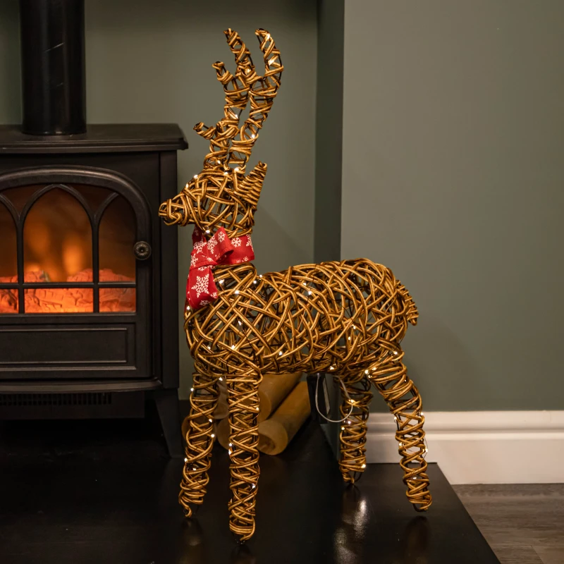 Image of 70cm Battery Operated Light up Brown Christmas Reindeer with 80 Warm White LEDs