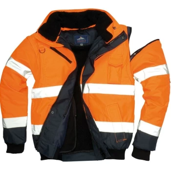 Image of Portwest C465ONR5XL - sz 5XL Hi-Vis Contrast Bomber Jacket - Orange/Navy