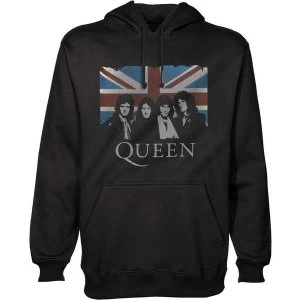 Image of Queen - Vintage Union Jack Unisex Large Pullover Hoodie - Black