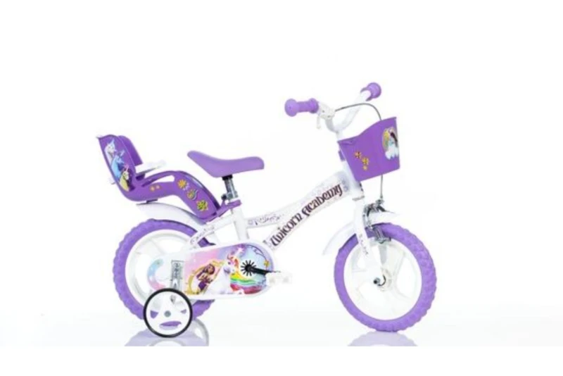 Image of Dino Bikes Dino Unicorn Academy 12" Kids Bike - White/purple