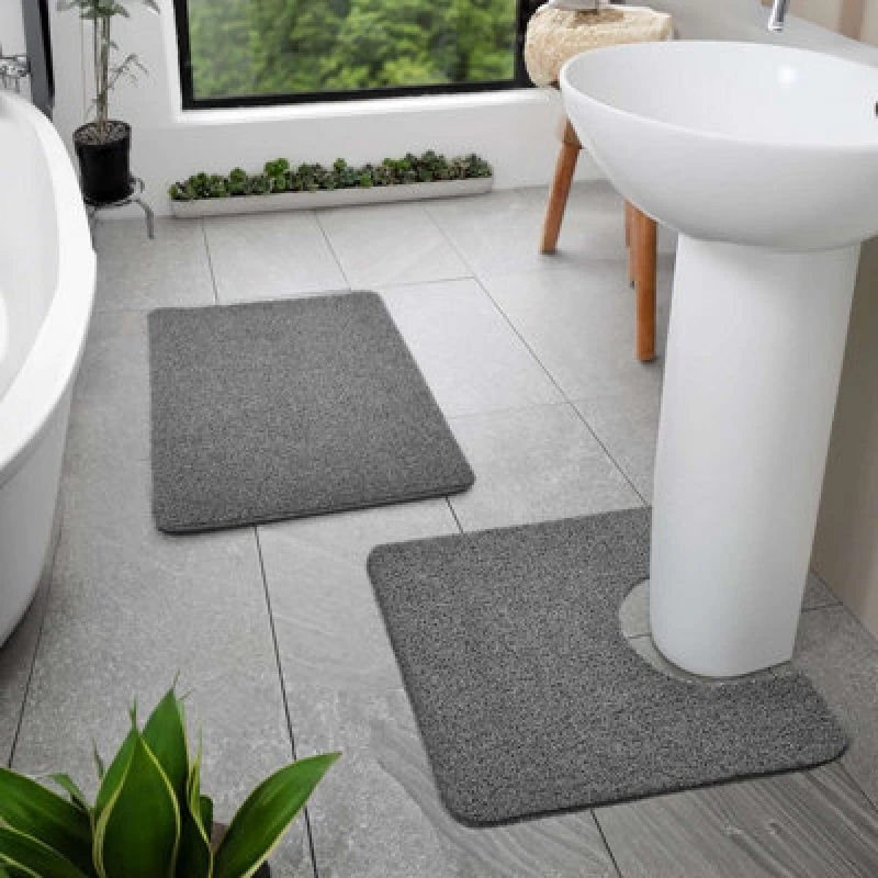 Image of Nicoman Anti Slip Pvc Spaghetti Loofah Bath And Pedestal Mat Set