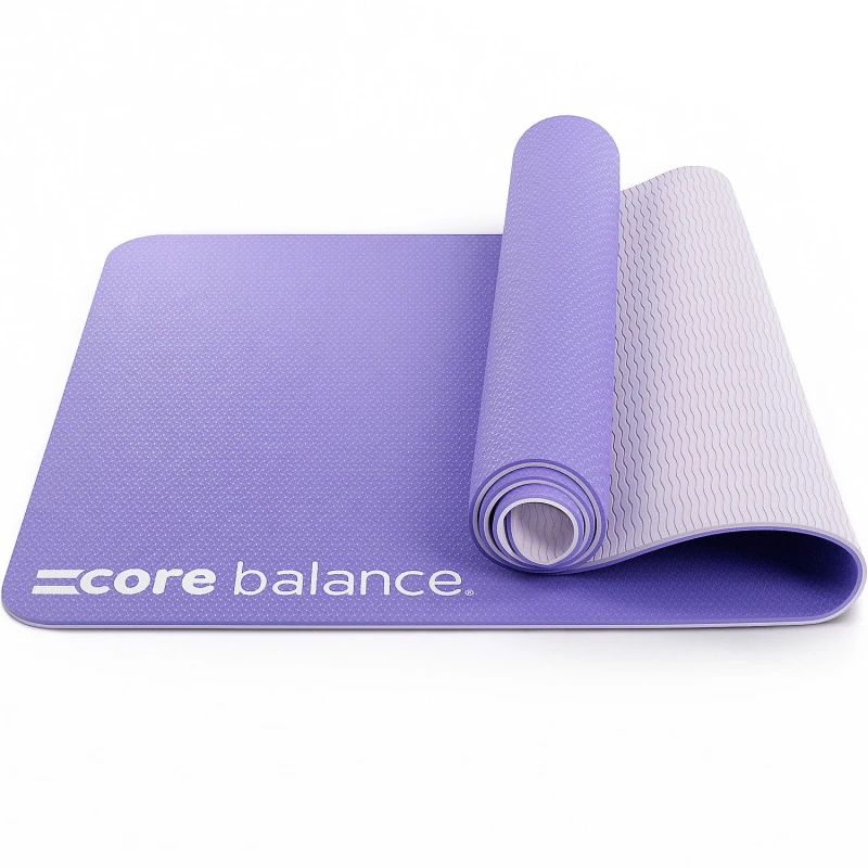 Image of Core Balance Yoga Exercise Mat 6mm TPE Foam Eco Friendly Carry Strap Core Balance Fitness Purple