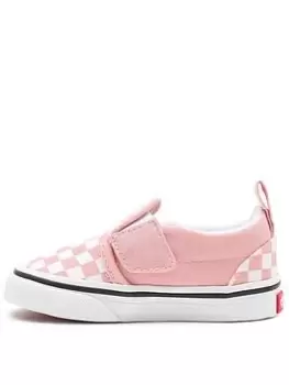 Image of Vans Classic Slip-on Checkerboard Core Classics Toddler Trainers - Pink/White, Size 6 Younger
