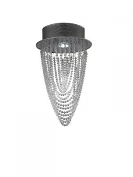 image of Ceiling Round 1 Light Polished Chrome, Crystal