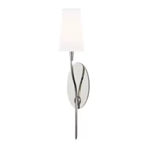 image of Hudson Valley Rutland 1 Light Wall Sconce Polished Nickel with White Shade