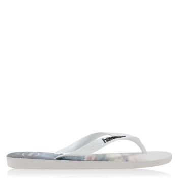 image of Havaianas Hype Flip Flops - White/Blue