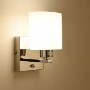 image of Bianco 1xE14 Wall Light, On/Off Switch, Polished Chrome, Oval Shade