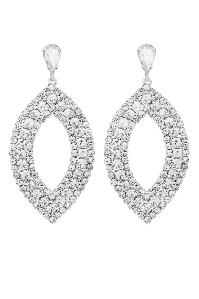 Image of Silver Plated Crystal Statement Navette Diamante Earrings