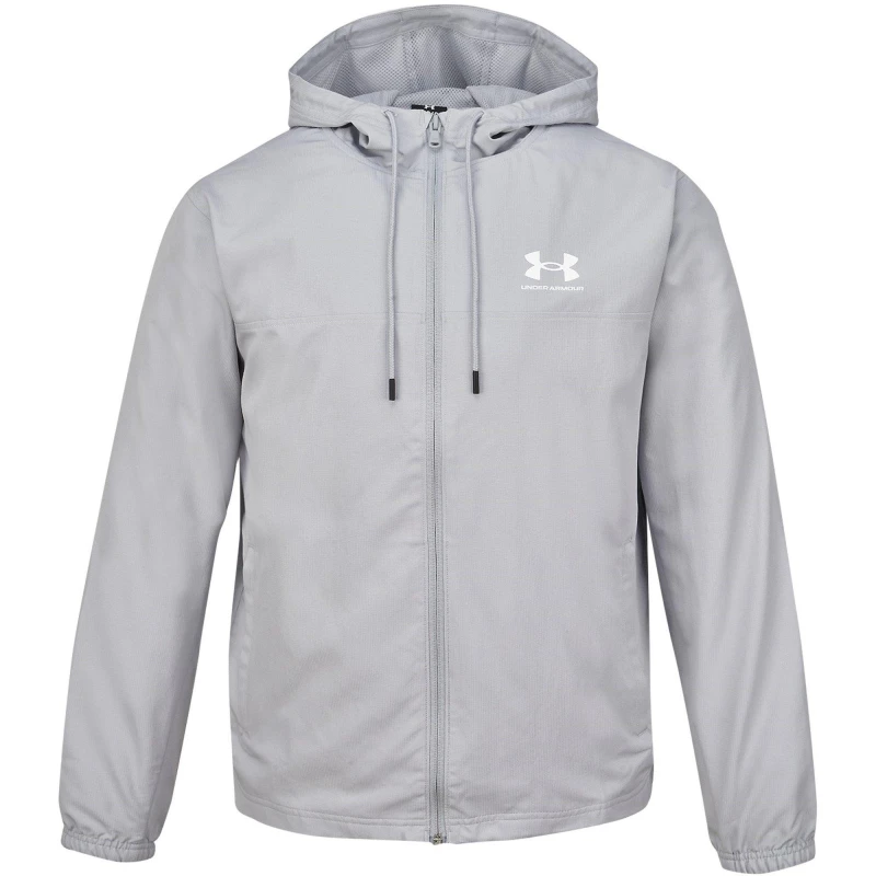 Image of Under Armour Mens Sportstyle Water Resistant Wind Resistant Long Sleeve Windbreaker Mod Grey male M