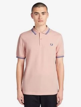 image of Fred Perry Twin Tipped Polo Shirt - Pink, Size L, Men