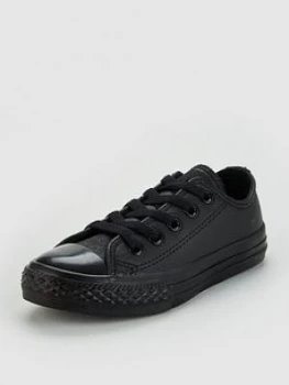 image of Converse Chuck Taylor All Star Leather Ox Children Shoes - Black, Size 11