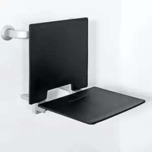 Tyle Contemporary Removable Slimline Shower Seat with Back Rest - Black - Nymas