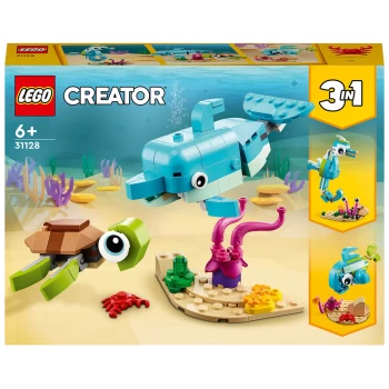 image of LEGO Creator: 3in1 Dolphin & Turtle Sea Animals Toy Set (31128)