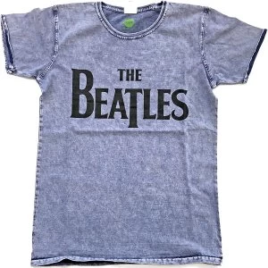 image of The Beatles - Drop T Logo Unisex Large T-Shirt - Blue