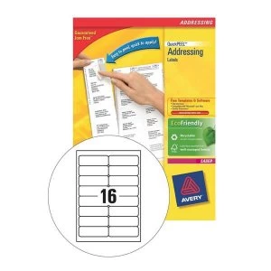 Image of Avery L7162-40 QuickPEEL Addressing Labels 99.1 x 33.9mm White Pack of 640 Labels