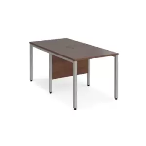 image of Office Desk 2 Person Rectangular Desk 800mm Walnut Tops With Silver Frames Maestro 25