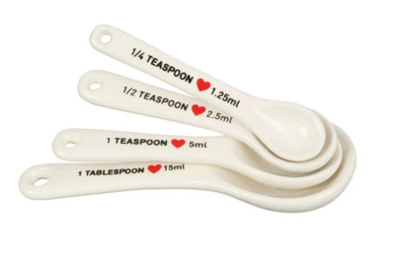 Image of Premier Housewares Set of 4 Heart Design Measuring Spoons Cream