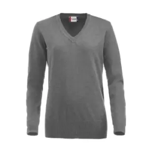 image of Clique Womens/Ladies Aston Knitted V Neck Sweatshirt (L) (Grey Melange)