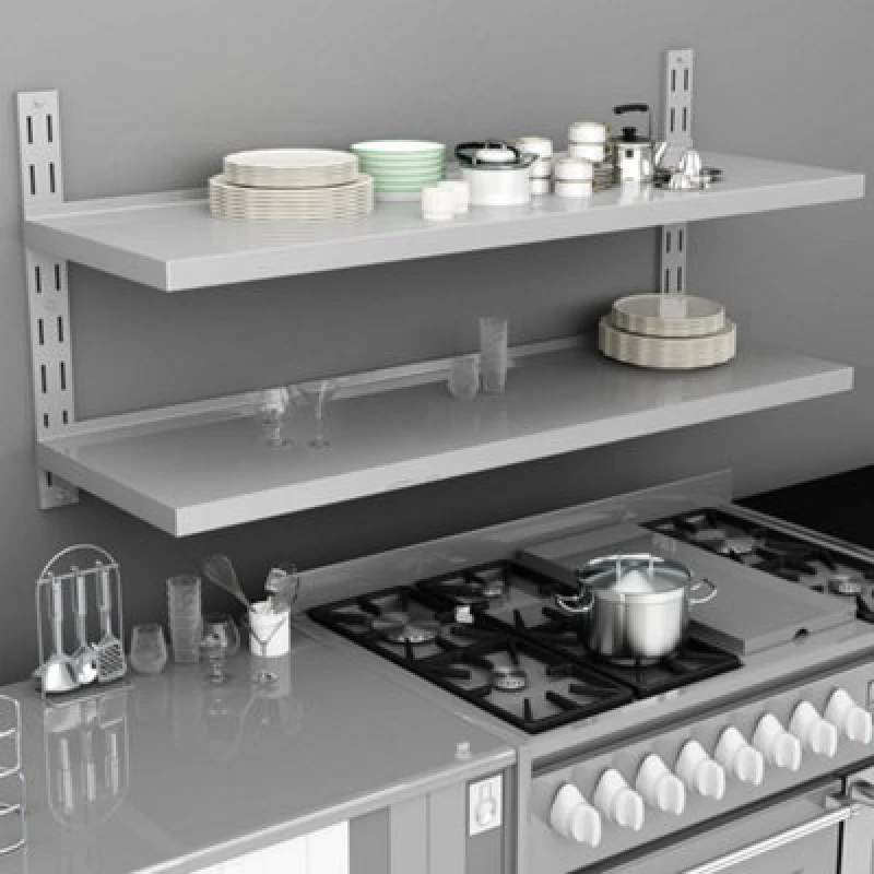 Image of vidaXL 2-Tier Floating Wall Shelf Stainless Steel 150cm Hanging Display Unit
