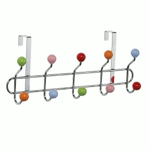 image of Premier Housewares Over-Door 10 Ceramic Balls Hook Hanger - Multi-Coloured