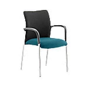 Image of Visitor Chair Academy Black Fabric Back With Maringa Teal Seat With Arms