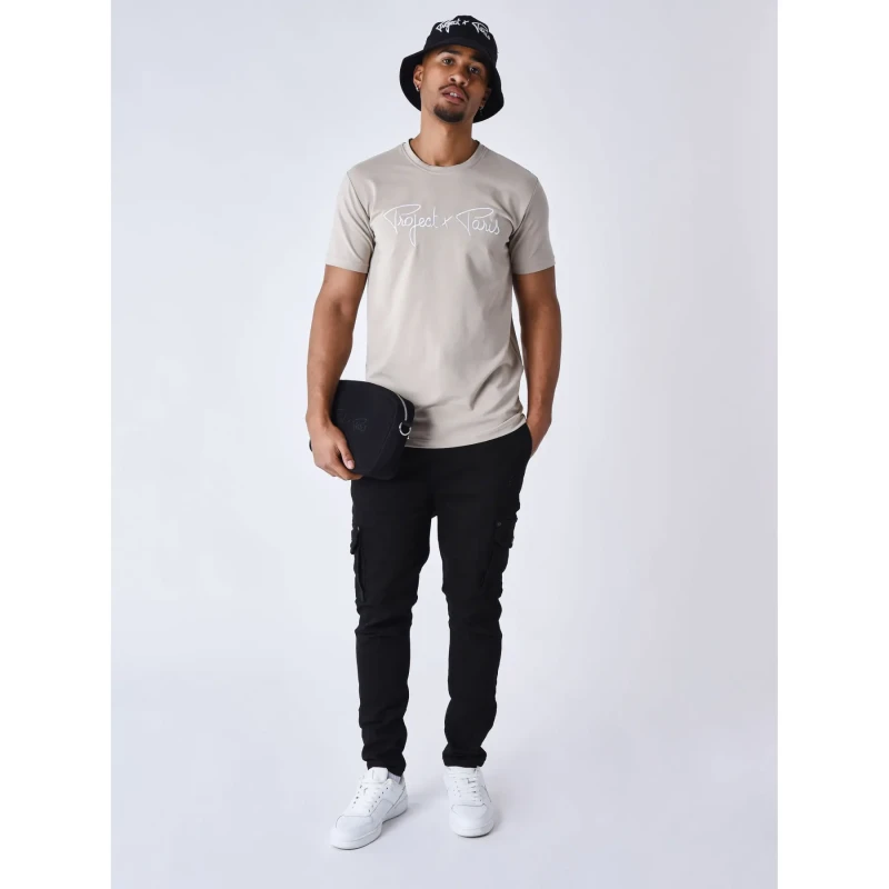 Image of Project X Paris Embroidered T-Shirt Project X Paris Essentials Beige Male XS