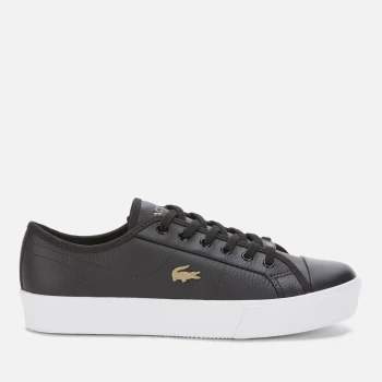 Lacoste Womens Ziane Plus Grand Leather Flatform Trainers - Black/White - UK 6