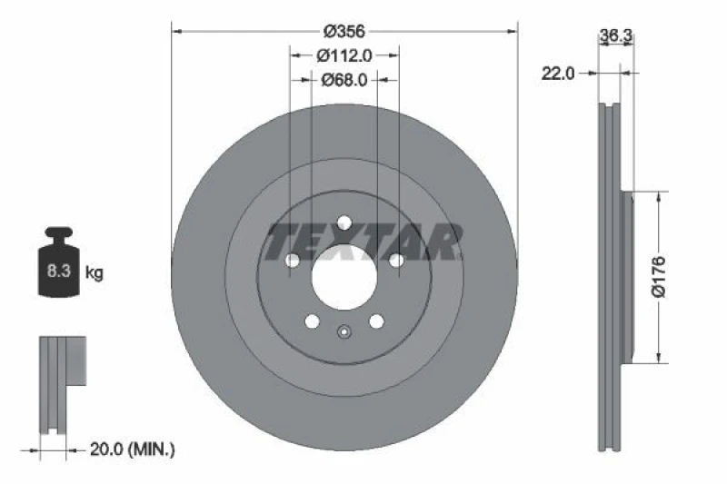 Image of Brake disc TEXTAR 92241803