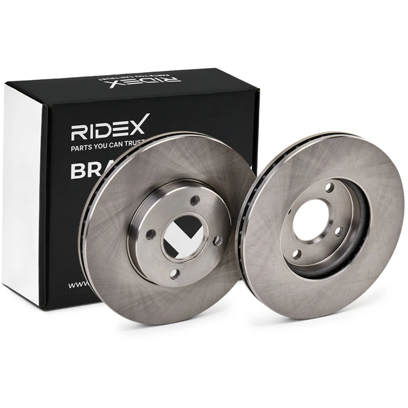 Image of RIDEX 82B0647 Brake disc Front Axle, Vented, Cast Iron, Uncoated, Untreated, without bolts/screws Cast Iron Brake Disc (82)