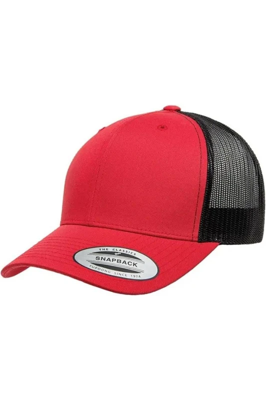 Image of Flexfit Mens Retro Two Tone Trucker Cap in Red Red Male One Size
