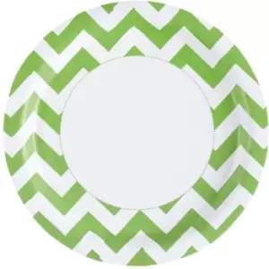 image of Chevron Paper Plates Kiwi Green (Pack Of 8)