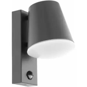 image of Loops - IP44 Outdoor Wall Light & pir Sensor Anthracite Steel 1 x 10W E27 Bulb