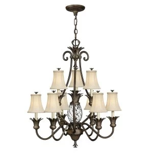 image of 10 Light Multi Arm Chandelier Pearl Bronze Finish, E14