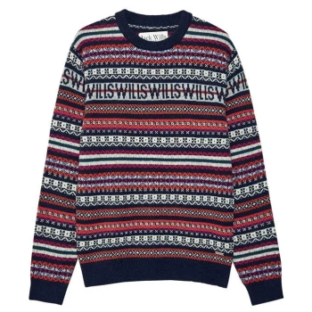 image of Jack Wills Wills Wool Blend Fair Isle Crew Jumper - Navy