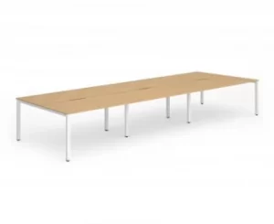 Image of B2B White Frame Bench Desk 1200 Beech (6 Pod)