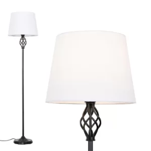 Image of Memphis Black Floor Lamp with White Aspen Shade