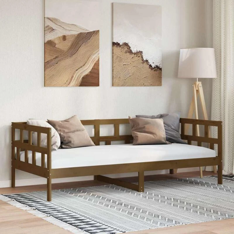 Image of JINLEFU Day Bed without Mattress Honey Brown Solid Wood Pine 80x200cm vidaXL JRVDZX-820215_DE