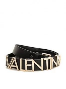 image of Valentino By Mario Valentino Thick Logo Belt - Black, Size L, Women