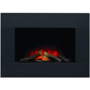 image of Adam - Carina Electric Wall Mounted Fire with Logs & Remote Control in Black, 32 Inch