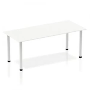 Image of Impulse Straight Table 1800 White Post Leg Silver