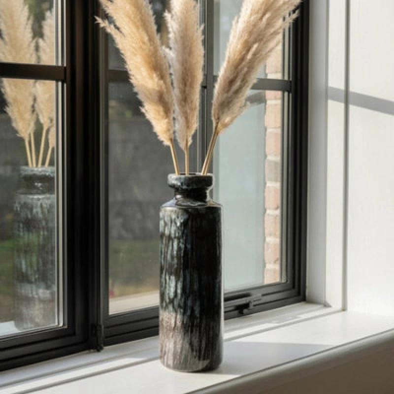 Image of Garden Greatness Obsidian Reactive Glaze Tall Vase
