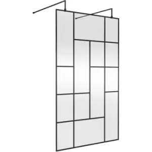 image of Abstract Frame Wetroom Screen with Support Bars 1200mm Wide - 8mm Glass - Hudson Reed