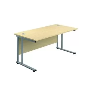 Image of Jemini Rectangular Cantilever Desk 1800x600x730mm MapleSilver KF806608