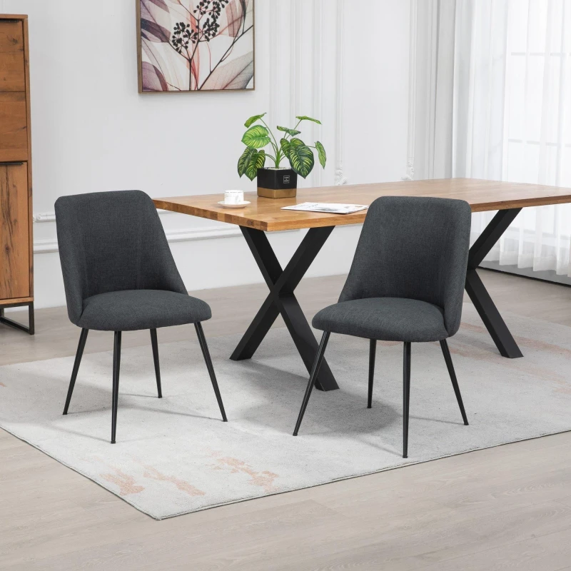 Image of Artemis Home Set of 2 Morandi Fabric Dining Chairs - Set of 2 in Black Unisex