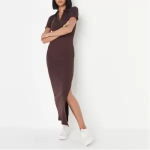 image of Missguided Polo Neck Midi Dress - Brown