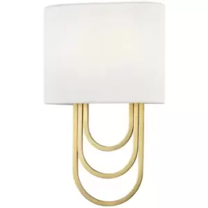 Image of Farah 2 Light Wall Sconce Brass, Linen
