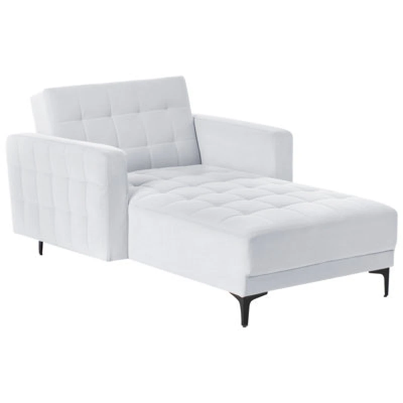Image of Beliani Chaise Longue Aberdeen Velvet Light Grey